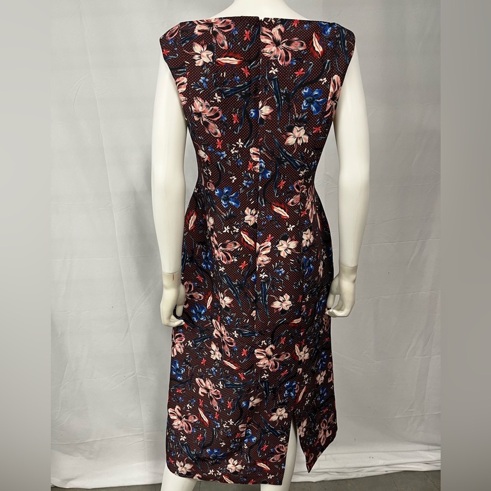 ERDEM Arlie Floral Jacquard Midi Sheath Dress Blue Pink Wedding Guest US 8 - Picture 10 of 15